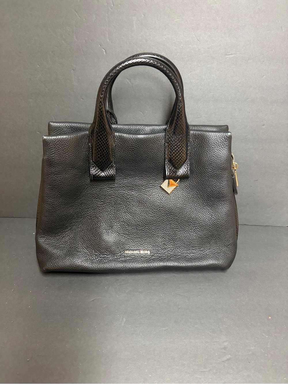 Coach Black Pebbled Leather Mini Satchel with Textured Handles